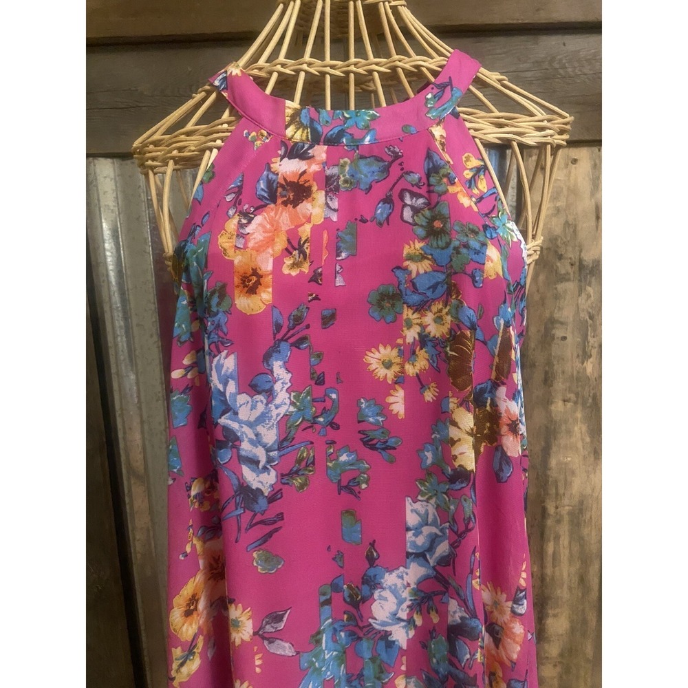 BETSEY Johnson Women's Small Dress Sleeveless Pink Floral Flare Fairy Travel - Picture 3 of 16